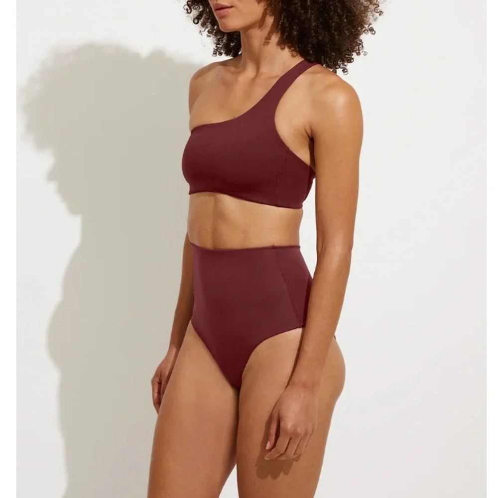 Left On Friday Women's Jam Maroon Offshore One Shoulder‎ Bikini Top Size M NWT
